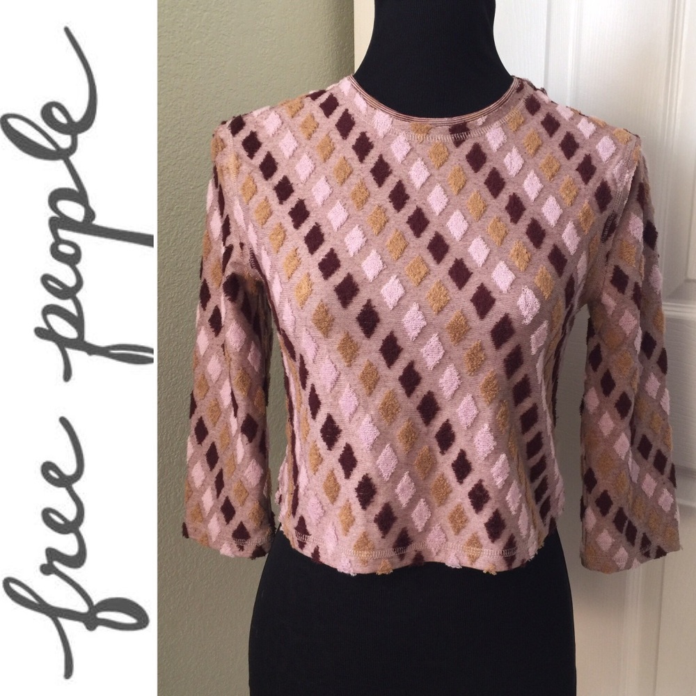 Free People • Diamond Textured Patch Sweater Top - Picture 2 of 9